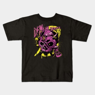 Japanese Demon Art Face Skull Devil Oni Harajuku Horror Kids T-Shirt